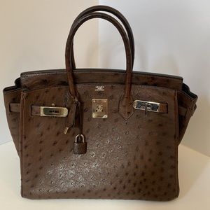 Authentic Hermes Birkin Bag Brown Ostrich 30cm Incredible Condition